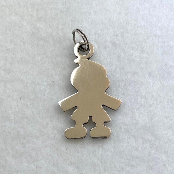 VTG Solid Sterling Silver 925 Boy Male Child Silhouette Pendant Charm - Picture 5 of 11